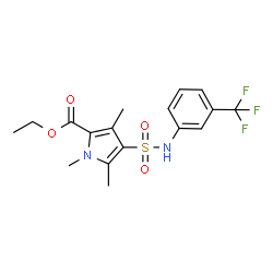 ChemSpider 2D Image | Ethyl 1,3,5-trimethyl-4-{[3-(trifluoromethyl)phenyl]sulfamoyl}-1H-pyrrole-2-carboxylate | C17H19F3N2O4S