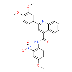ChemSpider 2D Image | 2-(3,4-Dimethoxyphenyl)-N-(4-methoxy-2-nitrophenyl)-4-quinolinecarboxamide | C25H21N3O6