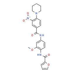 ChemSpider 2D Image | N-(2-Methoxy-4-{[3-nitro-4-(1-piperidinyl)benzoyl]amino}phenyl)-2-furamide | C24H24N4O6