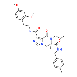 ChemSpider 2D Image | N~1~-[2-(2,4-Dimethoxyphenyl)ethyl]-6-methyl-N~6~-(4-methylbenzyl)-8-oxo-7-propyl-5,6,7,8-tetrahydroimidazo[1,5-a]pyrazine-1,6-dicarboxamide | C30H37N5O5