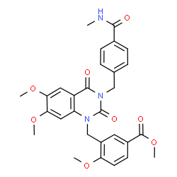 ChemSpider 2D Image | Methyl 3-({6,7-dimethoxy-3-[4-(methylcarbamoyl)benzyl]-2,4-dioxo-3,4-dihydro-1(2H)-quinazolinyl}methyl)-4-methoxybenzoate | C29H29N3O8