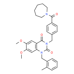 ChemSpider 2D Image | 3-[4-(1-Azepanylcarbonyl)benzyl]-6,7-dimethoxy-1-(2-methylbenzyl)-2,4(1H,3H)-quinazolinedione | C32H35N3O5