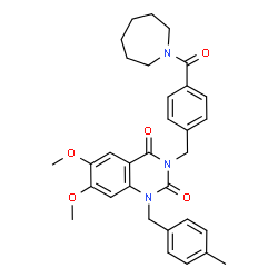 ChemSpider 2D Image | 3-[4-(1-Azepanylcarbonyl)benzyl]-6,7-dimethoxy-1-(4-methylbenzyl)-2,4(1H,3H)-quinazolinedione | C32H35N3O5
