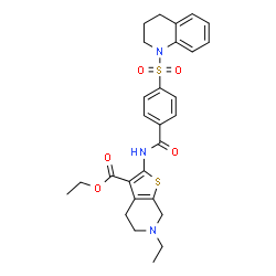 ChemSpider 2D Image | Ethyl 2-{[4-(3,4-dihydro-1(2H)-quinolinylsulfonyl)benzoyl]amino}-6-ethyl-4,5,6,7-tetrahydrothieno[2,3-c]pyridine-3-carboxylate | C28H31N3O5S2