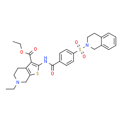 ChemSpider 2D Image | Ethyl 2-{[4-(3,4-dihydro-2(1H)-isoquinolinylsulfonyl)benzoyl]amino}-6-ethyl-4,5,6,7-tetrahydrothieno[2,3-c]pyridine-3-carboxylate | C28H31N3O5S2