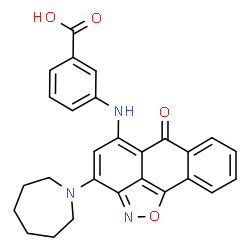 ChemSpider 2D Image | 3-{[3-(1-Azepanyl)-6-oxo-6H-anthra[1,9-cd][1,2]oxazol-5-yl]amino}benzoic acid | C27H23N3O4