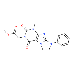 ChemSpider 2D Image | Methyl (1-methyl-2,4-dioxo-8-phenyl-1,2,4,6,7,8-hexahydro-3H-imidazo[2,1-f]purin-3-yl)acetate | C17H17N5O4