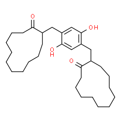 ChemSpider 2D Image | 2,2'-[(2,5-Dihydroxy-1,4-phenylene)bis(methylene)]dicyclododecanone | C32H50O4