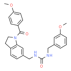ChemSpider 2D Image | 1-{[1-(4-Methoxybenzoyl)-2,3-dihydro-1H-indol-6-yl]methyl}-3-(3-methoxybenzyl)urea | C26H27N3O4