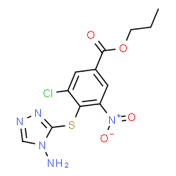 ChemSpider 2D Image | Propyl 4-[(4-amino-4H-1,2,4-triazol-3-yl)sulfanyl]-3-chloro-5-nitrobenzoate | C12H12ClN5O4S