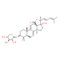 ChemSpider 2D Image | (3beta,22E)-17-Hydroxy-18-oxo-18,20-epoxylanosta-7,9(11),22,24-tetraen-3-yl beta-D-xylopyranoside | C35H50O8