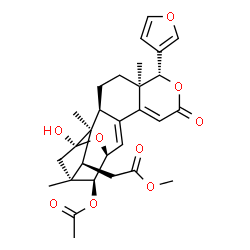 ChemSpider 2D Image | Methyl [(1R,2S,3S,4S,7R,8R,15S,17S,19S)-19-acetoxy-8-(3-furyl)-17-hydroxy-1,3,7-trimethyl-10-oxo-9,16-dioxapentacyclo[13.3.1.0~3,17~.0~4,13~.0~7,12~]nonadeca-11,13-dien-2-yl]acetate | C29H34O9