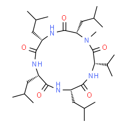 ChemSpider 2D Image | Cyclo(L-leucyl-L-valyl-N-methyl-L-leucyl-L-leucyl-L-leucyl) | C30H55N5O5