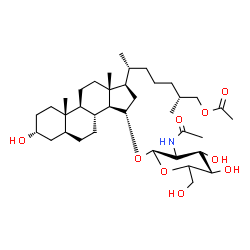 ChemSpider 2D Image | (3alpha,5alpha,15alpha,25R)-15-[(2-Acetamido-2-deoxy-beta-D-glucopyranosyl)oxy]-3-hydroxycholestan-27-yl acetate | C37H63NO9