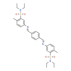 ChemSpider 2D Image | 3,3'-{1,4-Phenylenebis[(E)methylylidene(E)azanylylidene]}bis(N,N-diethyl-6-methylbenzenesulfonamide) | C30H38N4O4S2