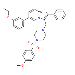 ChemSpider 2D Image | 6-(3-Ethoxyphenyl)-3-({4-[(4-methoxyphenyl)sulfonyl]-1-piperazinyl}methyl)-2-(4-methylphenyl)imidazo[1,2-a]pyridine | C34H36N4O4S