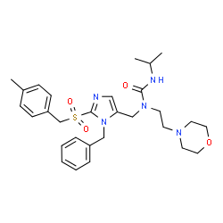 ChemSpider 2D Image | 1-({1-Benzyl-2-[(4-methylbenzyl)sulfonyl]-1H-imidazol-5-yl}methyl)-3-isopropyl-1-[2-(4-morpholinyl)ethyl]urea | C29H39N5O4S