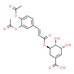 ChemSpider 2D Image | (3R,4R,5R)-5-{[(2E)-3-(3,4-Diacetoxyphenyl)-2-propenoyl]oxy}-3,4-dihydroxy-1-cyclohexene-1-carboxylic acid | C20H20O10
