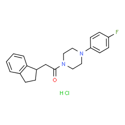 ChemSpider 2D Image | 2-(2,3-Dihydro-1H-inden-1-yl)-1-[4-(4-fluorophenyl)-1-piperazinyl]ethanone hydrochloride (1:1) | C21H24ClFN2O