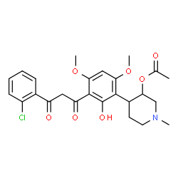 ChemSpider 2D Image | 4-(3-(3-(2-chlorophenyl)-3-oxopropanoyl)-2-hydroxy-4,6-dimethoxyphenyl)-1-methylpiperidin-3-yl acetate | C25H28ClNO7