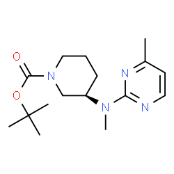 ChemSpider 2D Image | 2-Methyl-2-propanyl (3R)-3-[methyl(4-methyl-2-pyrimidinyl)amino]-1-piperidinecarboxylate | C16H26N4O2