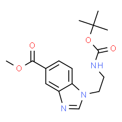 ChemSpider 2D Image | Methyl 1-[2-({[(2-methyl-2-propanyl)oxy]carbonyl}amino)ethyl]-1H-benzimidazole-5-carboxylate | C16H21N3O4