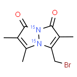 ChemSpider 2D Image | 3-(Bromomethyl)-2,5,6-trimethyl(~15~N_2_)-1H,7H-pyrazolo[1,2-a]pyrazole-1,7-dione | C10H11Br15N2O2