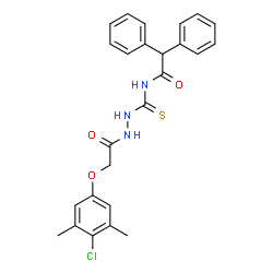 ChemSpider 2D Image | N-({2-[(4-Chloro-3,5-dimethylphenoxy)acetyl]hydrazino}carbothioyl)-2,2-diphenylacetamide | C25H24ClN3O3S