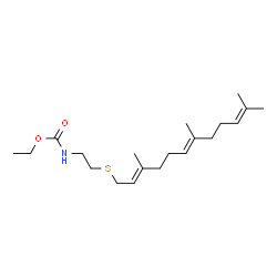 ChemSpider 2D Image | Ethyl (2-{[(2E,6E)-3,7,11-trimethyl-2,6,10-dodecatrien-1-yl]sulfanyl}ethyl)carbamate | C20H35NO2S