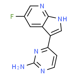 ChemSpider 2D Image | 4-(5-Fluoro-1H-pyrrolo[2,3-b]pyridin-3-yl)-2-pyrimidinamine | C11H8FN5