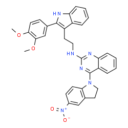 ChemSpider 2D Image | N-{2-[2-(3,4-Dimethoxyphenyl)-1H-indol-3-yl]ethyl}-4-(5-nitro-2,3-dihydro-1H-indol-1-yl)-2-quinazolinamine | C34H30N6O4