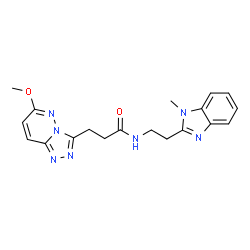 ChemSpider 2D Image | 3-(6-Methoxy[1,2,4]triazolo[4,3-b]pyridazin-3-yl)-N-[2-(1-methyl-1H-benzimidazol-2-yl)ethyl]propanamide | C19H21N7O2
