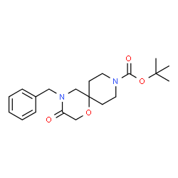 ChemSpider 2D Image | TERT-BUTYL 4-BENZYL-3-OXO-1-OXA-4,9-DIAZASPIRO[5.5]UNDECANE-9-CARBOXYLATE | C20H28N2O4