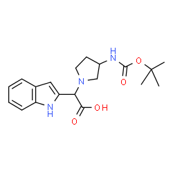 ChemSpider 2D Image | 2-(3-((tert-Butoxycarbonyl)amino)pyrrolidin-1-yl)-2-(1H-indol-2-yl)acetic acid | C19H25N3O4