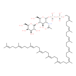 ChemSpider 2D Image | 2-Acetamido-2-deoxy-4-O-beta-D-galactopyranosyl-1-O-{[({[(2Z,6Z,10Z,14Z,18Z,22Z,26Z,30Z,34E,38E)-3,7,11,15,19,23,27,31,35,39,43-undecamethyl-2,6,10,14,18,22,26,30,34,38,42-tetratetracontaundecaen-1-yl
]oxy}phosphinato)oxy]phosphinato}-alpha-D-glucopyranose | C69H113NO17P2