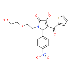 ChemSpider 2D Image | 3-Hydroxy-1-[2-(2-hydroxyethoxy)ethyl]-5-(4-nitrophenyl)-4-(2-thienylcarbonyl)-1,5-dihydro-2H-pyrrol-2-one | C19H18N2O7S