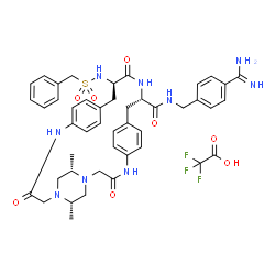 ChemSpider 2D Image | (6S,17S,20R,29S)-20-[(Benzylsulfonyl)amino]-N-(4-carbamimidoylbenzyl)-6,29-dimethyl-3,10,19-trioxo-2,5,8,11,18-pentaazatetracyclo[20.2.2.2~5,8~.2~12,15~]triaconta-1(24),12,14,22,25,27-hexaene-17-carbo
xamide trifluoroacetate (1:1) | C45H52F3N9O8S