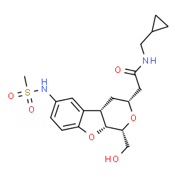 ChemSpider 2D Image | 2-[(1R,3R,4aS,9aR)-1-(hydroxymethyl)-6-(methanesulfonamido)-3,4,4a,9a-tetrahydro-1H-pyrano[3,4-b]benzofuran-3-yl]-N-(cyclopropylmethyl)acetamide | C19H26N2O6S