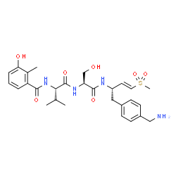 ChemSpider 2D Image | N-(3-Hydroxy-2-methylbenzoyl)-L-valyl-N-[(2S,3E)-1-[4-(aminomethyl)phenyl]-4-(methylsulfonyl)-3-buten-2-yl]-L-serinamide | C28H38N4O7S