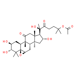 ChemSpider 2D Image | (1S,2S,4S,5R,6R,9beta,16alpha)-1,2,16,20-Tetrahydroxy-9,10,14-trimethyl-11,22-dioxo-5,6-epoxy-4,9-cyclo-9,10-secocholestan-25-yl acetate | C32H50O9