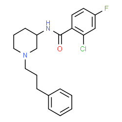 ChemSpider 2D Image | 2-Chloro-4-fluoro-N-[1-(3-phenylpropyl)-3-piperidinyl]benzamide | C21H24ClFN2O