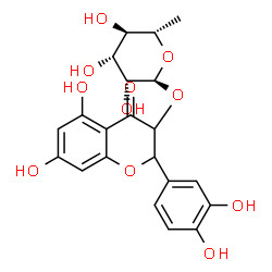 ChemSpider 2D Image | 2-(3,4-Dihydroxyphenyl)-5,7-dihydroxy-4-oxo-3,4-dihydro-2H-chromen-3-yl 6-deoxy-alpha-L-mannopyranoside | C21H22O11