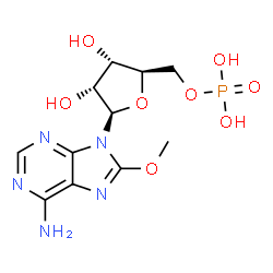 ChemSpider 2D Image | 8-Methoxyadenosine 5'-(dihydrogen phosphate) | C11H16N5O8P