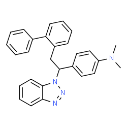 ChemSpider 2D Image | 4-[1-(1H-Benzotriazol-1-yl)-2-(2-biphenylyl)ethyl]-N,N-dimethylaniline | C28H26N4