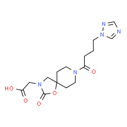 ChemSpider 2D Image | {2-Oxo-8-[4-(1H-1,2,4-triazol-1-yl)butanoyl]-1-oxa-3,8-diazaspiro[4.5]dec-3-yl}acetic acid | C15H21N5O5