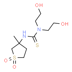 ChemSpider 2D Image | 1,1-Bis(2-hydroxyethyl)-3-(3-methyl-1,1-dioxidotetrahydro-3-thiophenyl)thiourea | C10H20N2O4S2