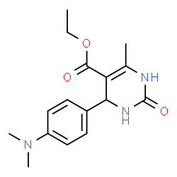 ChemSpider 2D Image | Ethyl 4-[4-(dimethylamino)phenyl]-6-methyl-2-oxo-1,2,3,4-tetrahydro-5-pyrimidinecarboxylate | C16H21N3O3