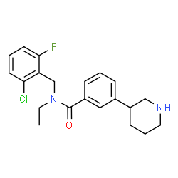 ChemSpider 2D Image | N-(2-Chloro-6-fluorobenzyl)-N-ethyl-3-(3-piperidinyl)benzamide | C21H24ClFN2O