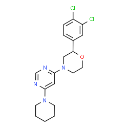 ChemSpider 2D Image | 2-(3,4-Dichlorophenyl)-4-[6-(1-piperidinyl)-4-pyrimidinyl]morpholine | C19H22Cl2N4O