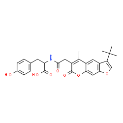 ChemSpider 2D Image | N-{[5-Methyl-3-(2-methyl-2-propanyl)-7-oxo-7H-furo[3,2-g]chromen-6-yl]acetyl}tyrosine | C27H27NO7